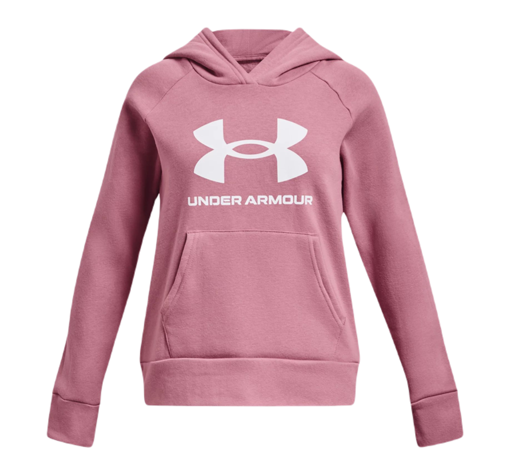 Кофта для девочки теннисная  Under Armour Girls' UA Rival Fleece Big Logo Hoodie - pink/white