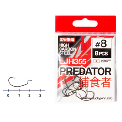 Крючки офсетные Lucky John PREDATOR LJH355 №8, 10 шт.