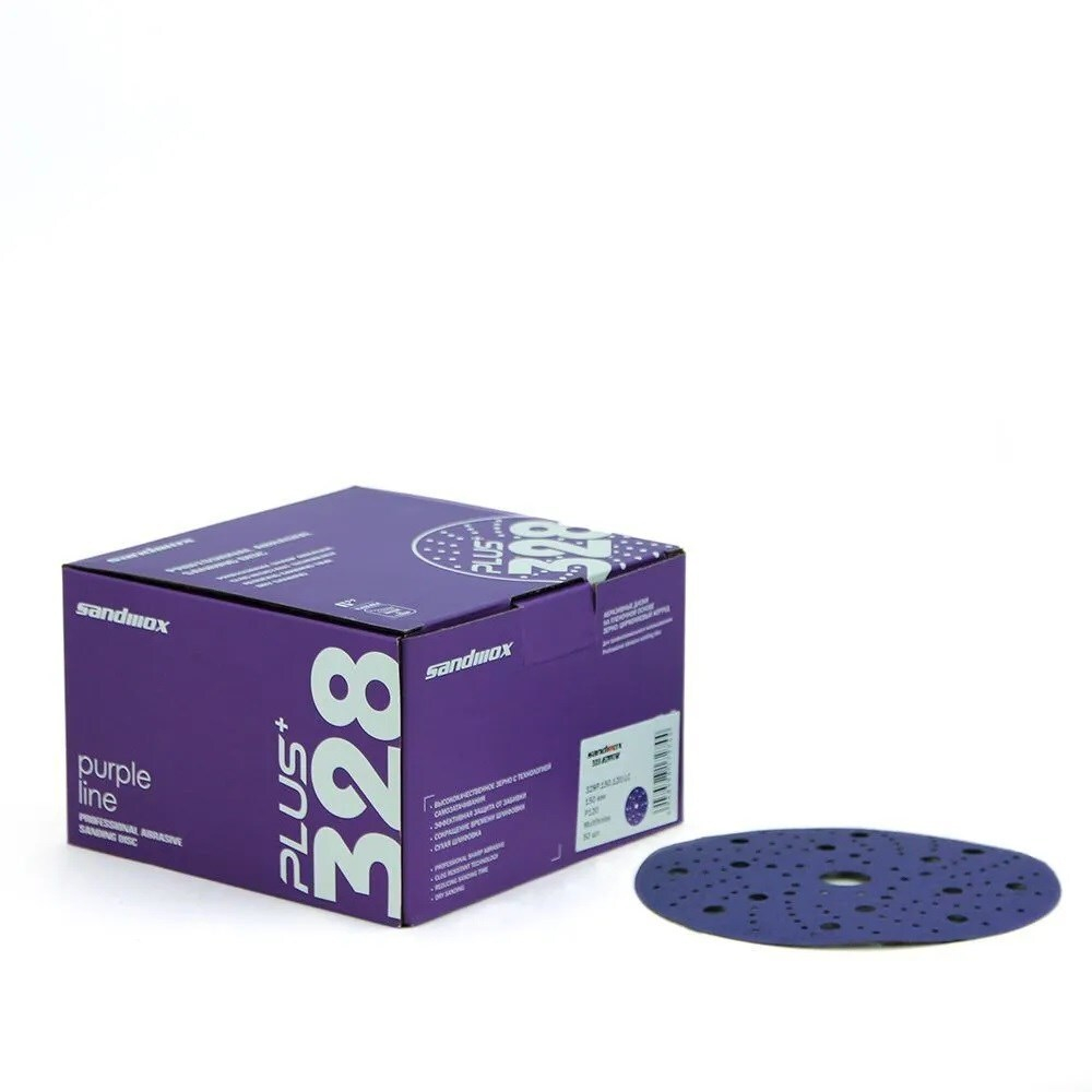SANDWOX PLUS PURPLE диск на пленочной основе, керамика Ø150мм,  Р180, липучка, Multi holes