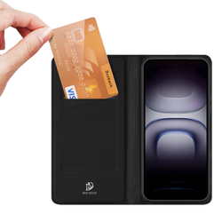Чехол книжка из кожи черного цвета для смартфона Infinix Hot 70, серия Skin Pro Series от Dux Ducis