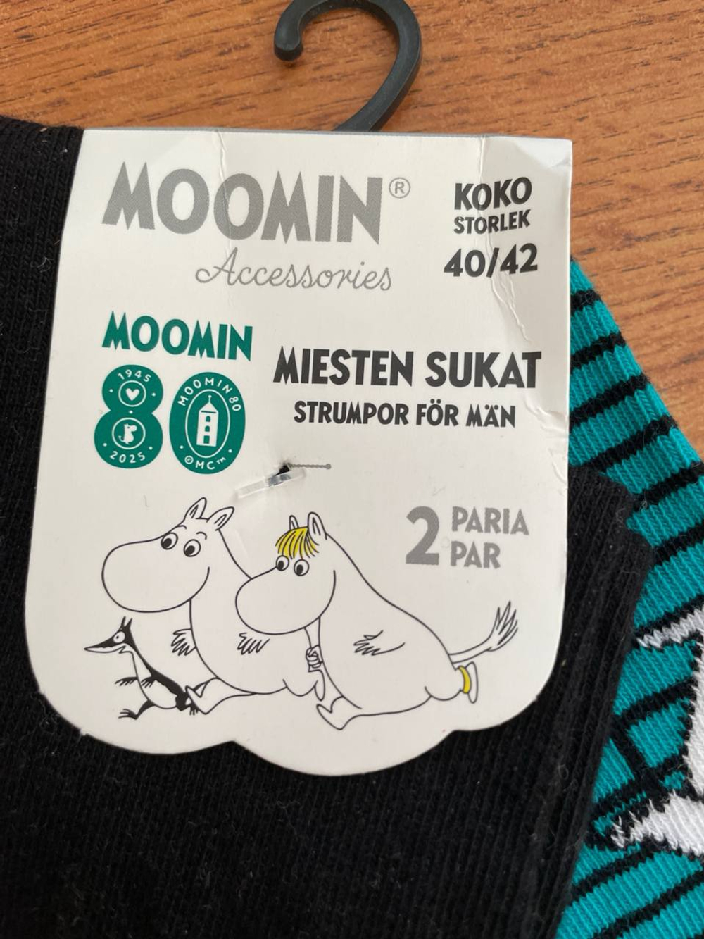 Носки Moomin Забавные носки с Муми-троллями, Стинки и Мумипапой, 2 шт./упаковка, размер 40-42 (из Финляндии)