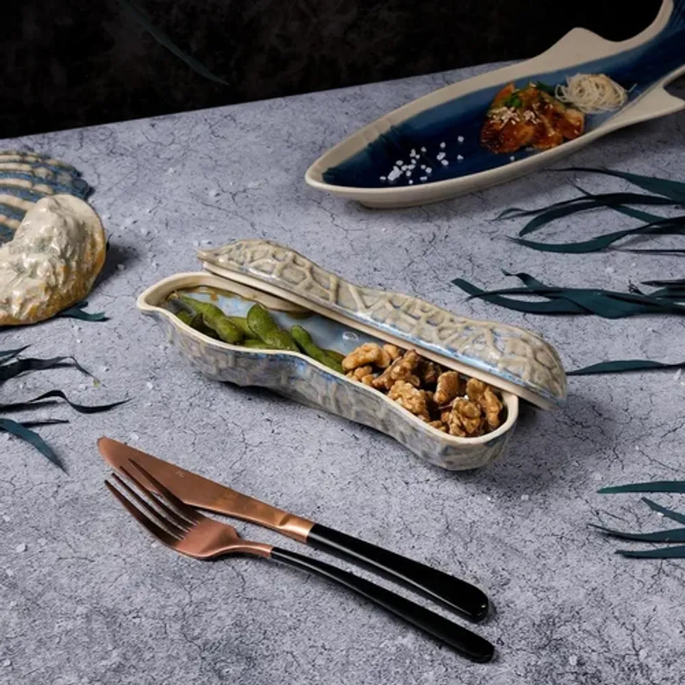 Блюдо для подачи 22,7*6,5 см h7,5 см 195 мл с крышкой Groundnut Northern Blue Frutti di Mare [1]