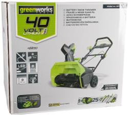 Снегоуборщик аккумуляторный GREENWORKS GD40SB G-MAX 40V,51см,1хАКБ 5 Ач и ЗУ,б/щ (2600007UG)