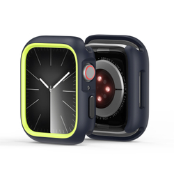 Чехол-бампер для часов Apple Watch 44мм для моделей 4, 5, 6 и SE, черный с зелеными вставками (Midnight/Green) от Dux Ducis, серия Bamo Series Case