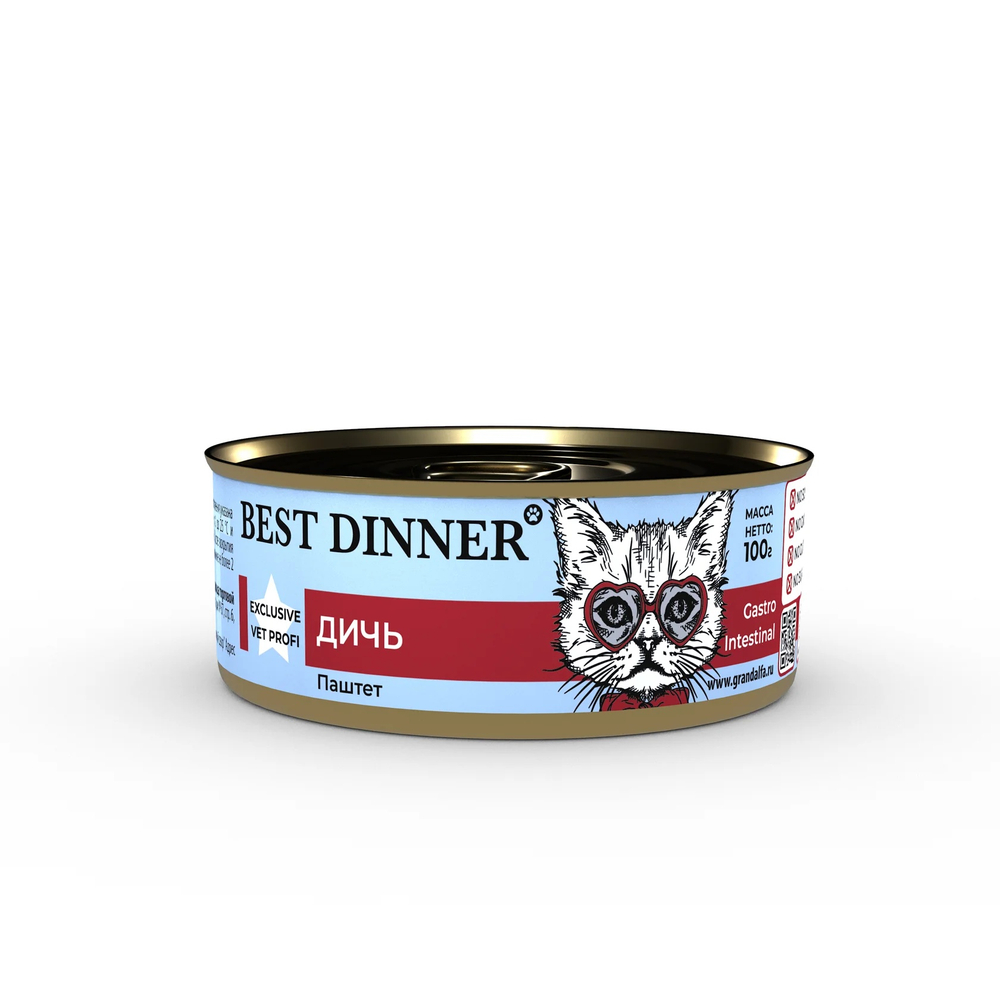 Best Dinner Exclusive Vet Profi Gastro Intestinal Дичь паштет конс для кошек 100 г