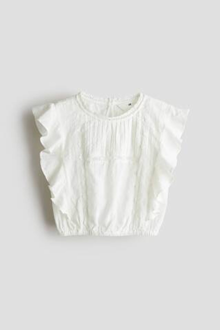 H&M Блузка из хлопка с воланами, белый