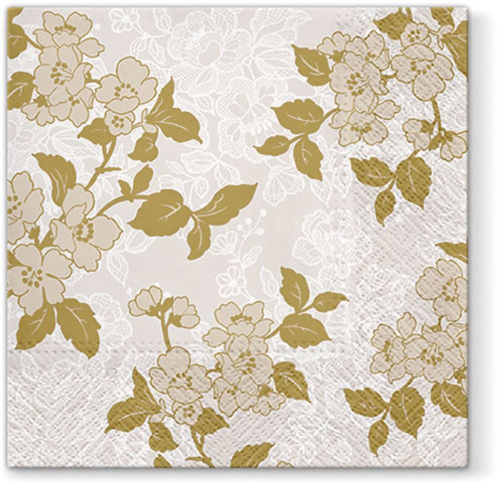 Салфетки 3-слойные для декупажа Sagen Vintage Design Lunch PAW Decor Collection Цветок (золото) Салфетки 3-слойные для декупажа Sagen Vintage Design Lunch PAW Decor Collection Цветок (золото)