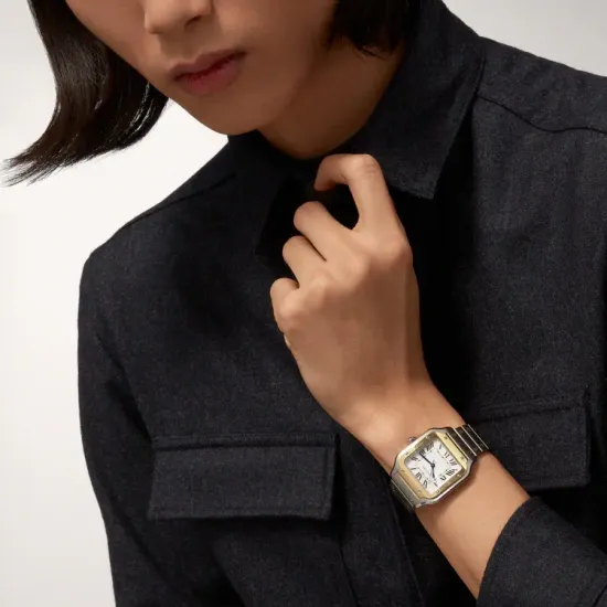 Часы Cartier Santos de Cartier в стальном корпусе с желтым золотом