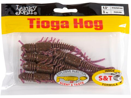 Виброхвосты съедобные Lucky John Pro Series TIOGA HOG 4.5" (114мм/5шт)
