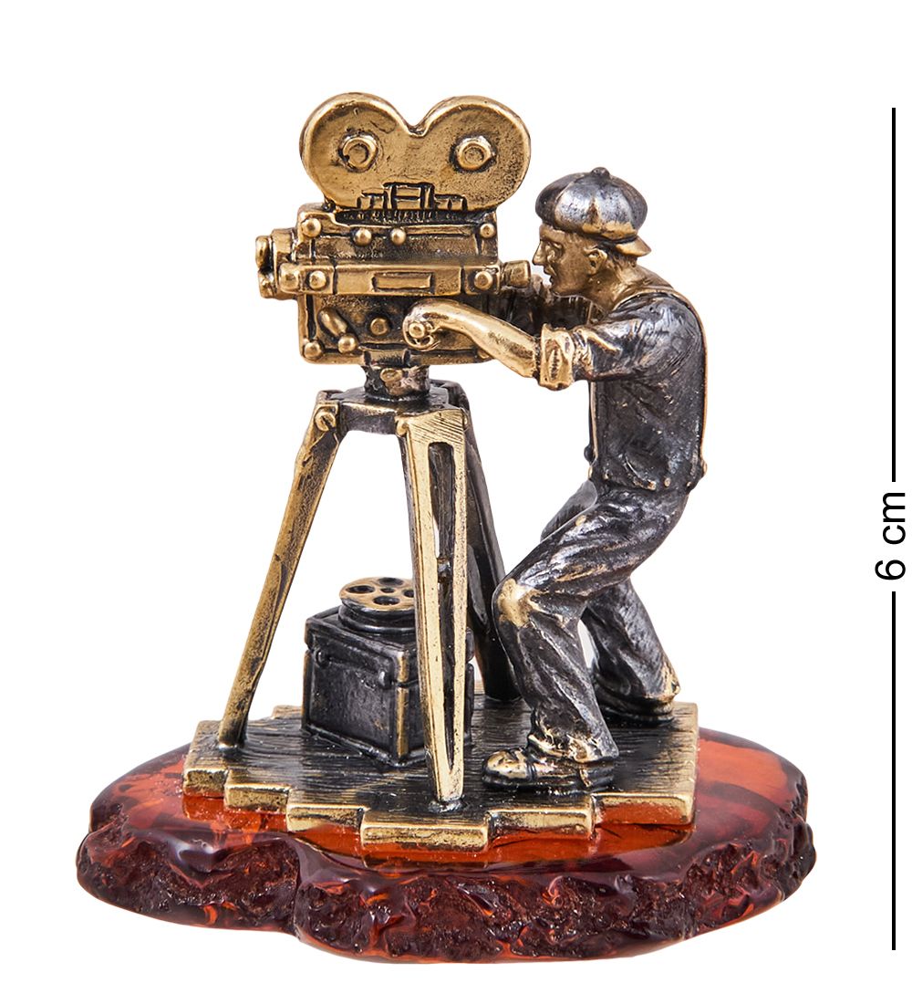 Народные промыслы AM-3888 Фигурка «Киномеханик» (латунь, янтарь)