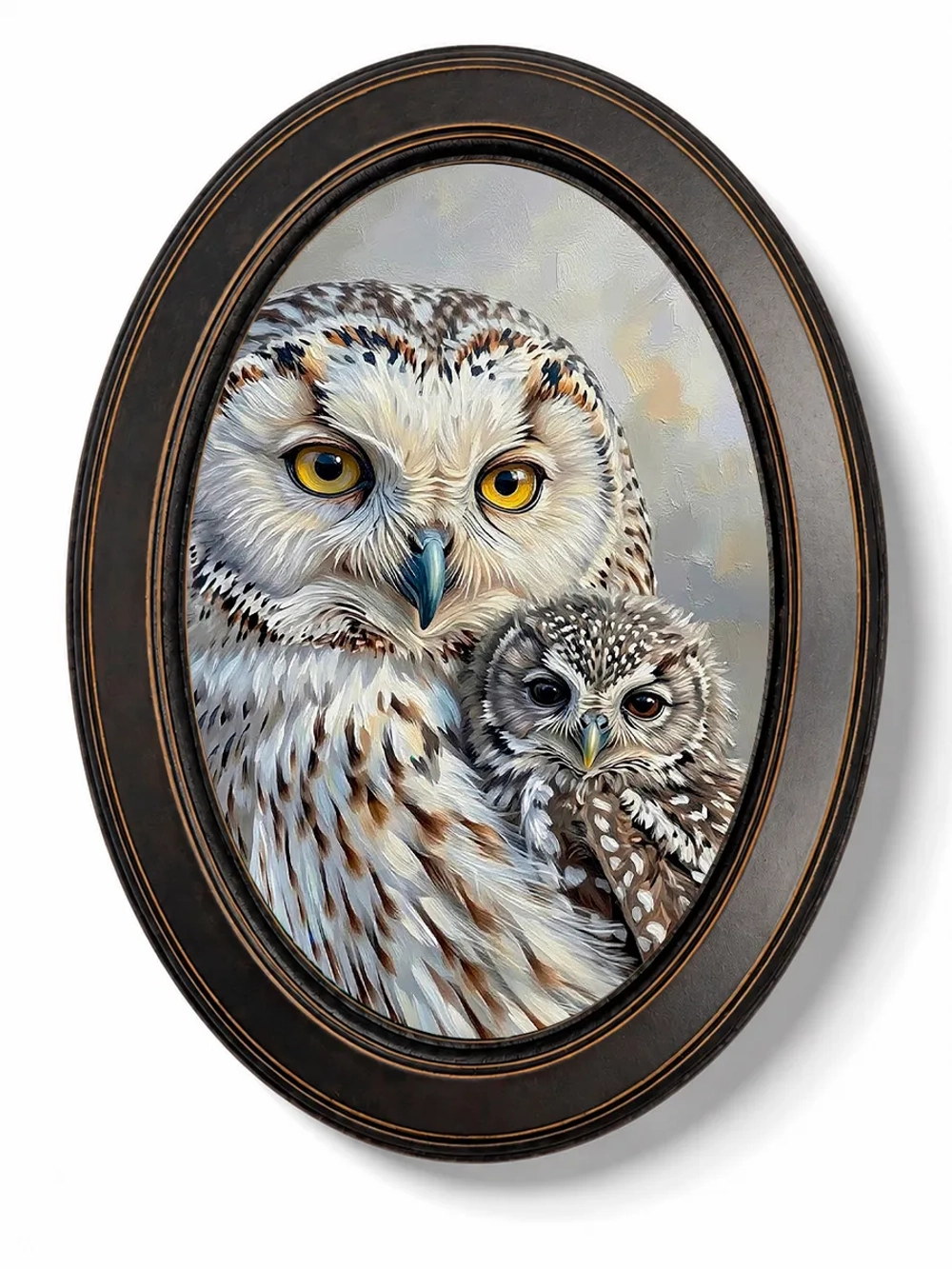 Картина на холсте в овальной раме «Совы» 27*37 см