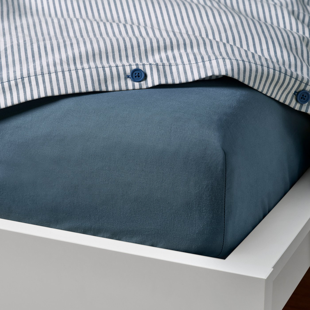IKEA DVALA  (ИКЕА ДВАЛА)  -  Простыня на резинке - синяя 140x200 см