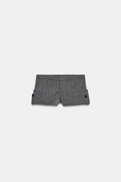 ZARA МИНИ-ШОРТЫ С КАРМАНАМИ, ЧЕРНЫЙ/ЭКРЮ