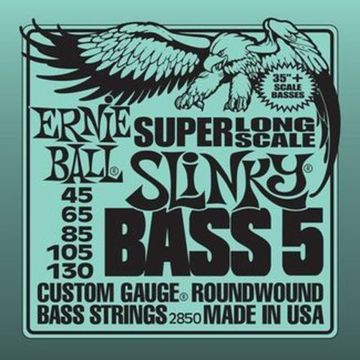 Струны для 5 струнной бас-гитары 45-130 ERNIE BALL 2850 Nickel Wound Super Long Scale Slinky