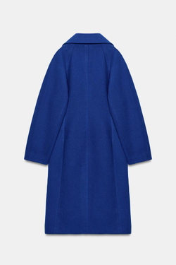 ZARA ПАЛЬТО ОВЕРСАЙЗ СО СПУЩЕННЫМИ ПЛЕЧАМИ, ЯРКО-СИНИЙ