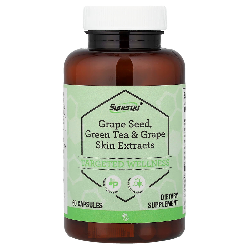 Vitacost, Synergy®, Grape Seed, Green Tea & Grape Skin Extracts, 60 Capsules