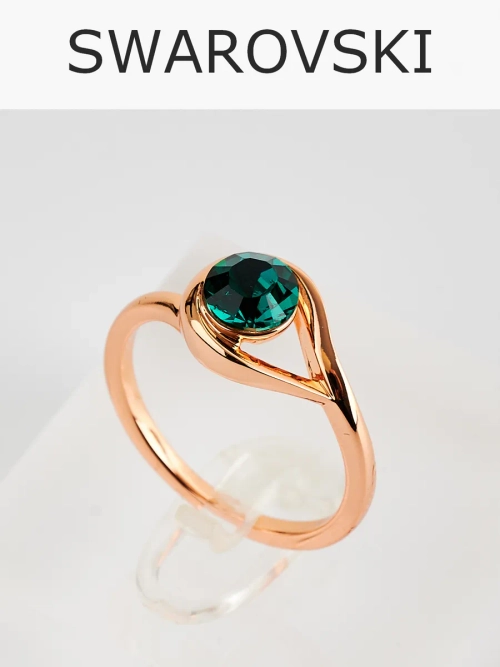 Кольцо Белла с зеленым кристаллом Swarovski