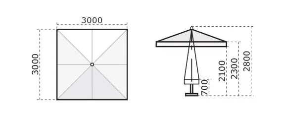 Зонт для кафе профессиональный Napoli Standard, 300х300 см