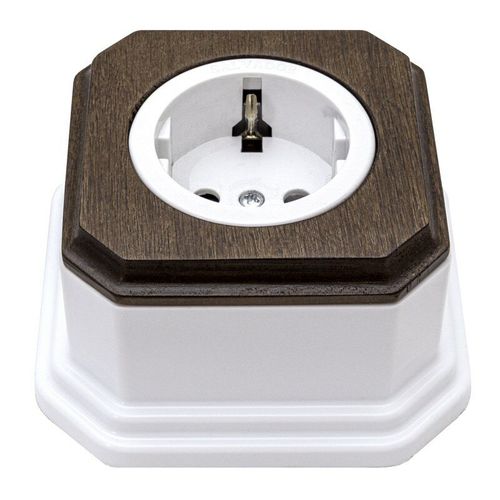 Ретро розетка пластиковая, белая, фигурная, Salvador, PL12.2WT.DK / Электрическая