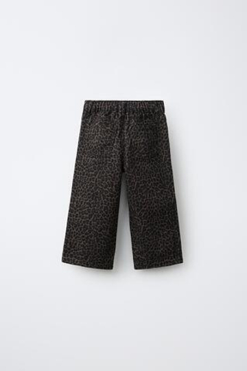 ZARA БРЮКИ WIDE LEG ИЗ ТВИЛА С ПРИНТОМ, КОРИЧНЕВЫЙ