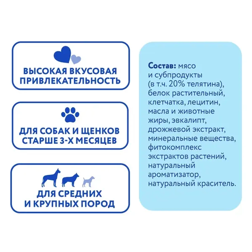 МНЯМС ДЕНТАЛ Лакомство для собак "Зубные спонжи" с эвкалиптом и телятиной, 25 г