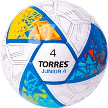 Мяч футб. TORRES Junior-4, F323804, р.4,глянц.ПУ, 4 сл, 32п, руч.сш, бел-жел-гол