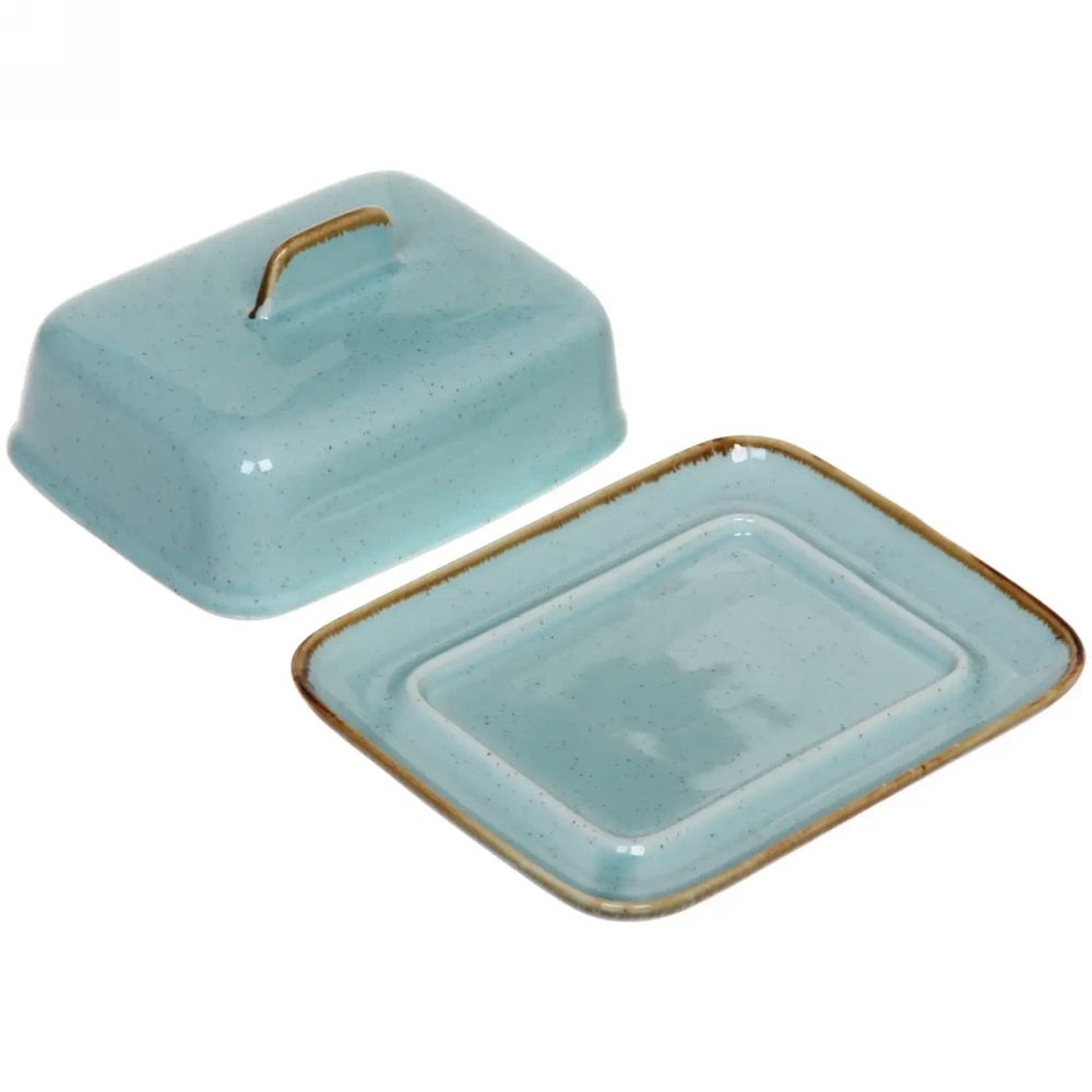 Масленка керамическая «Tiffany Blue» 16,5*13*7,8см