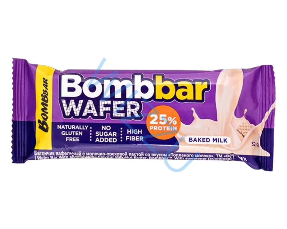 Батончик вафельный "BOMBBAR" с молочно-ореховой пастой со вкусом "Топленого молока" 32г х 20