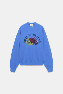 ZARA - FRUIT OF THE LOOM™ ТОЛСТОВКА С ЭФФЕКТОМ ПОТЕРТОСТИ, ЯРКО-СИНИЙ