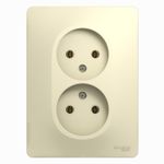 Schneider Electric Glossa Бежевый Розетка 2-местная без заземляющих контактов , в сборе с рамкой IP20 скрытая установка GSL000220