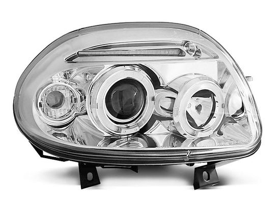 Передние фары Renault Clio 2 angel eyes chrome