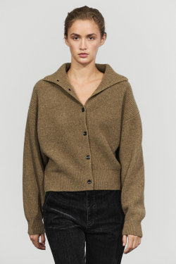 Massimo Dutti Кардиган из двухизнаночного трикотажа, масляно-зеленый
