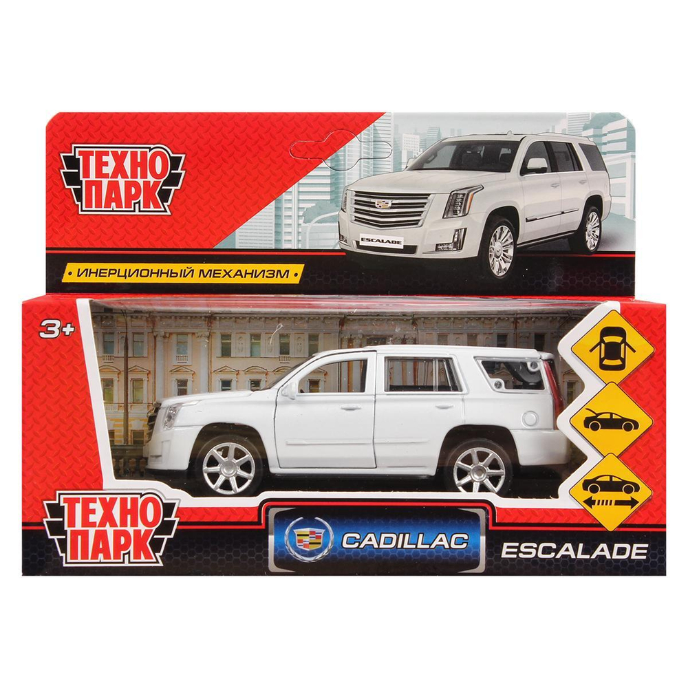 Модель ин. мет. "Cadillac Escalade" 12см, открыв. двери, белый в коробка ESCALADE-WT (Технопарк)