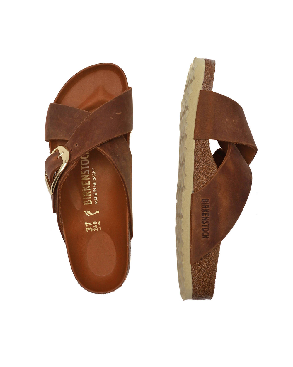 Шлепанцы кожаные siena big buckle leoi Birkenstock - коричневый(1020165)