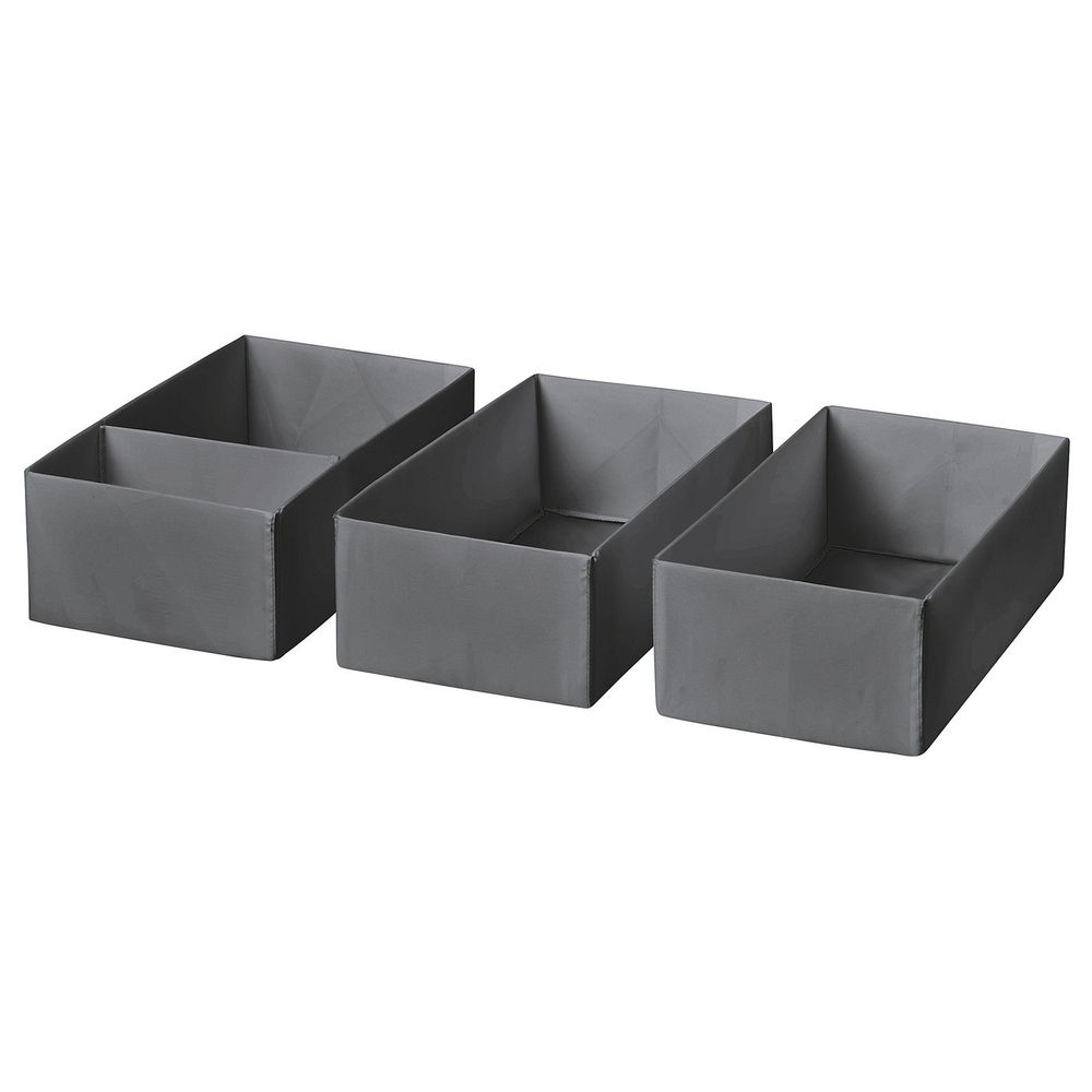 IKEA SKUBB  (ИКЕА СКУББ)  -  Коробка, 3 шт. - тёмно-серый 20x38x12 см