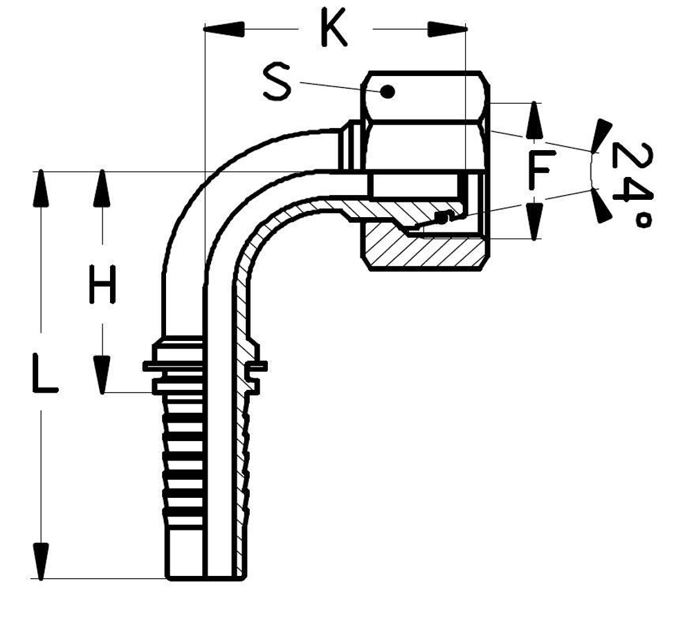 Фитинг DN 06 DKO-L (Г) 12x1.5 6 (90) (обжатая гайка)