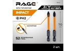 Биты RAGE By VIRA торсионные IMPACT PH2 x 70 мм 2 шт для шуруповерта намагниченные 554135