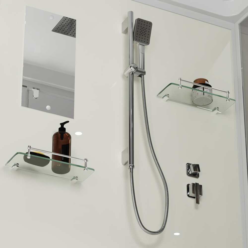 Душевая кабина Niagara Standart ST100/80/15Q (100х80х215) прямоугольник,поддон 15см,распашная,проф.белый,3 места