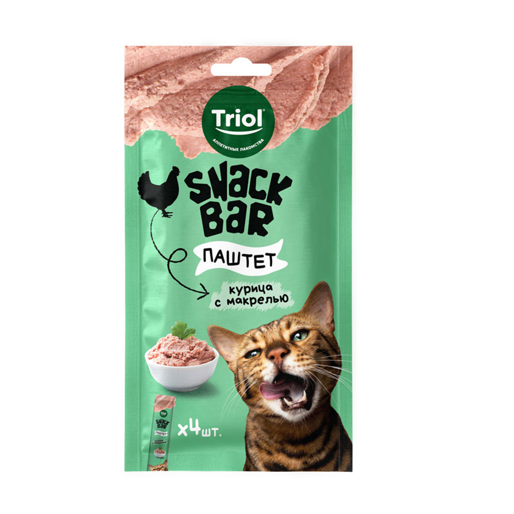 Лакомство Triol SNACK BAR Паштет из курицы с макрелью для кошек 40 г