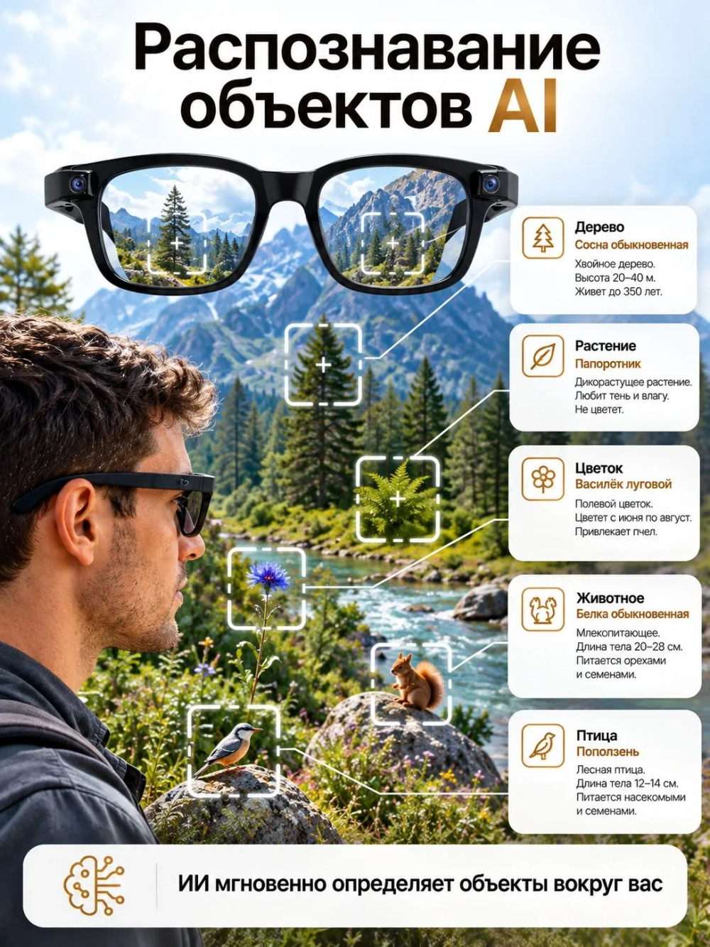 Очки с камерой Smart Glasses, черный