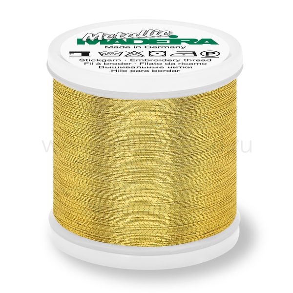 Нитки вышивальные металлизированные Madeira Metallic №40, 200 м, цв. Gold 4, 9842, 5 катушек