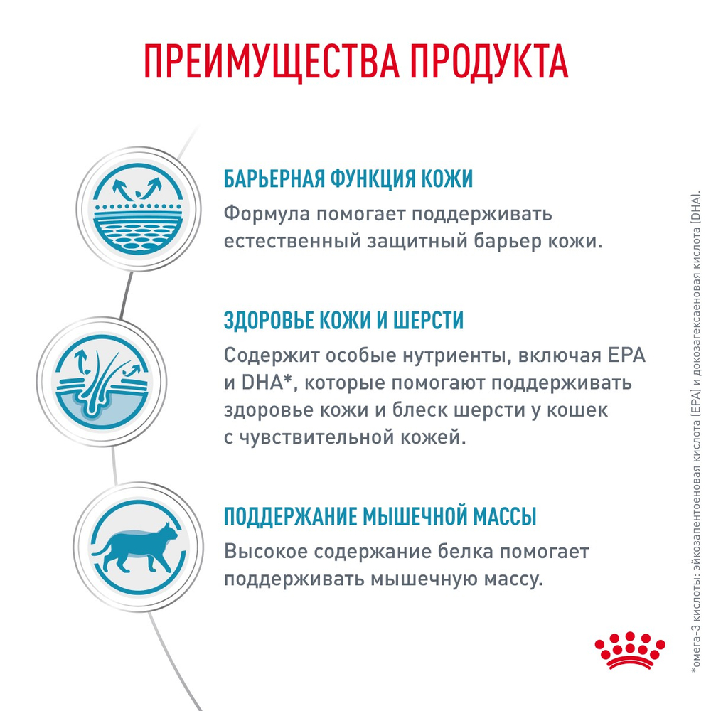 Royal Canin Skin & Coat Скин энд Коат Корм сухой диета для кошек поддержание здоровья кожи и шерсти 350г
