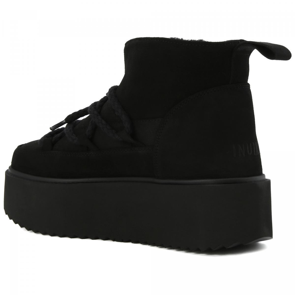 Замшевые полусапоги INUIKII 75204-004 Sneaker Classic Low Platform Black на меху