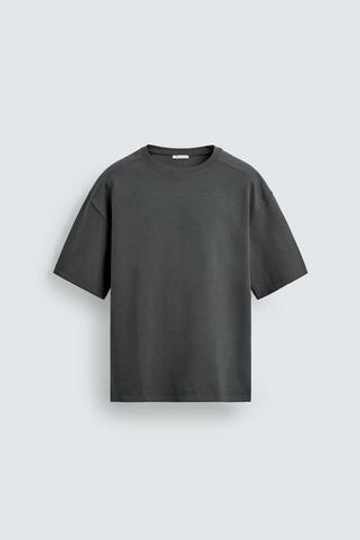 ZARA ТОЛСТОВКА RELAXED FIT ИЗ ИНТЕРЛОКА, СЕРО-СИНИЙ