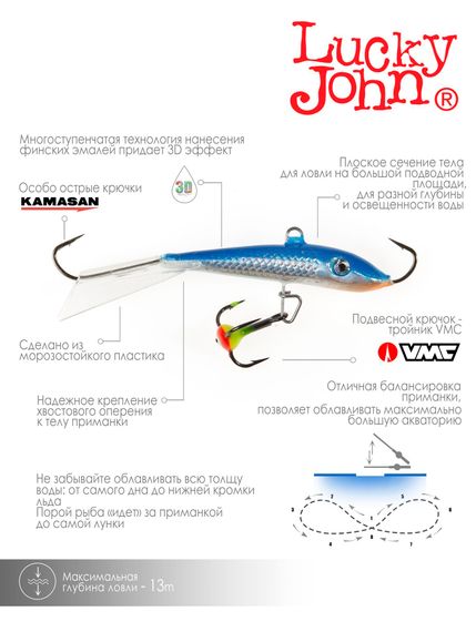 Балансир Lucky John FIN 5 с тр. 70мм/15H блистер