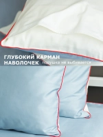 ECHO Комплект постельного белья, сатин голубой и сливочный с красным кантом