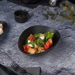 Салатник 450 мл 19*14,5 см h6,4 см Wave Up Smooth Black Raw Stellar P.L. Proff Cuisine [6]