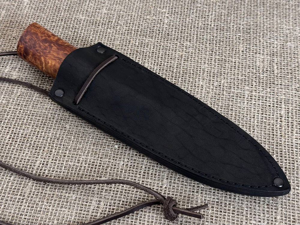 Якутский нож "Шейник", дамасская сталь, рукоять мореная карельская берёза