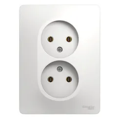 Розетка двойная без заземления Systeme Electric Glossa Белый GSL000120