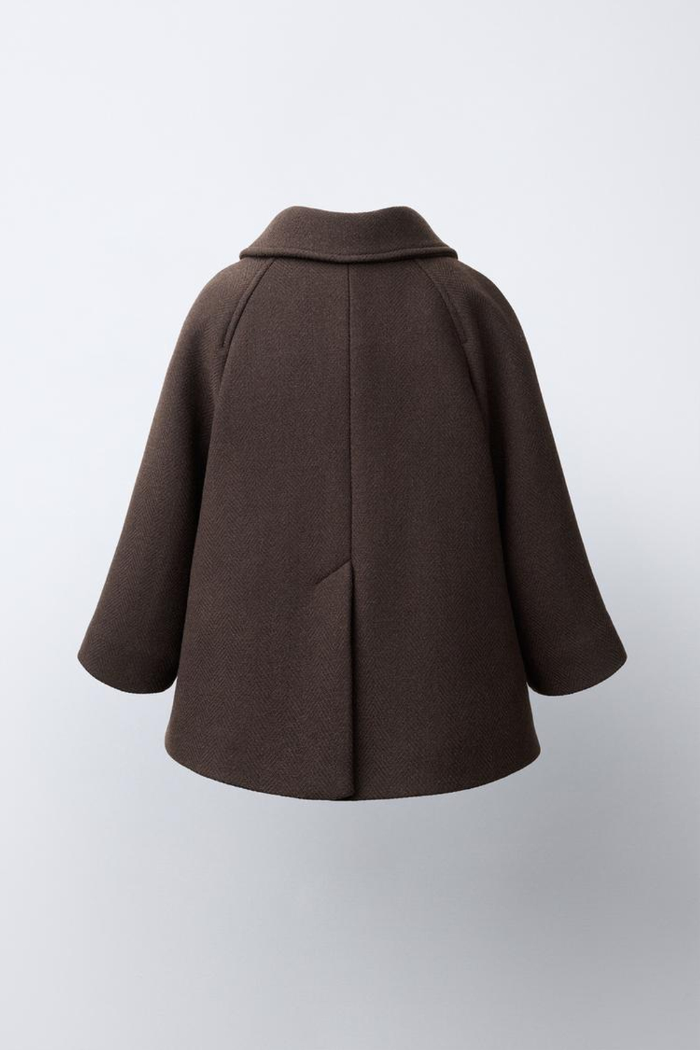 ZARA ПАЛЬТО ИЗ ШЕРСТЯНОЙ ТКАНИ MANTECO, ШОКОЛАДНЫЙ
